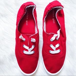 madden girl || cherry red athleisure sneakers